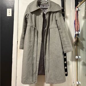 grey long coat